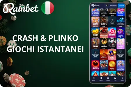 Giochi istantanei Crash e Plinko su Rainbet