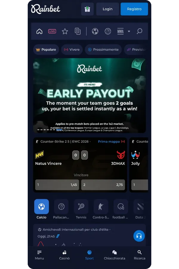 Pronostici e scommesse Rainbet IT